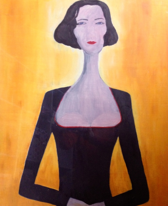 Inspired by a photograph and with more than a nod to Modigliani. 640 x 500 mm, oil on cardboard.